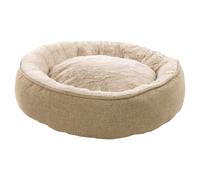 Flamingo Cat Basket Isidoor Round Beige With Cushion Plush And Textile Non-Slip