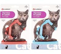 Flamingo Cat Harness with leash Aiwa Multiple colours 20-35cm 25-45cm 100cm 10mm