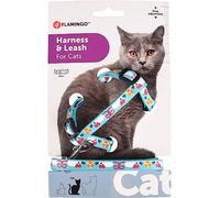 Flamingo Cat Harness with leash Arwen Blue 20-35cm 25-45cm 100cm 10mm