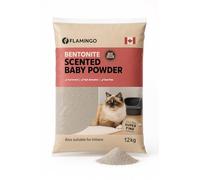 Flamingo Cat Litter - clumping cat litter - Baby powder scent - 12L (12KG) for 10 weeks - Origin Canada grains - also suitable for kittens - Ideal for 1 or multiple cats