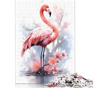 Flamingo Cherry Blossom Jigsaw Puzzles 500 Pieces for Adults | Puzzles | 500 Piece Puzzle Educational Games Home Decoration Puzzle 500pcs (52x38cm)