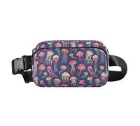 Flamingo Christmas Pink Women Men Teenagers Trendy Waist Bag Fanny Pack for Shopping Sports Work, Colorful Jellyfish, One Size