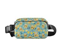 Flamingo Christmas Pink Women Men Teenagers Trendy Waist Bag Fanny Pack for Shopping Sports Work, Cute Sloths on Yellow Lemons, One Size