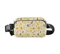 Flamingo Christmas Pink Women Men Teenagers Trendy Waist Bag Fanny Pack for Shopping Sports Work, Embroidery Bee Butterfly Flowers Watercolor, One Size