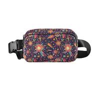 Flamingo Christmas Pink Women Men Teenagers Trendy Waist Bag Fanny Pack for Shopping Sports Work, Firework Pattern, One Size