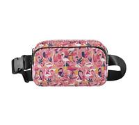 Flamingo Christmas Pink Women Men Teenagers Trendy Waist Bag Fanny Pack for Shopping Sports Work, Flamingo Christmas Pink, One Size