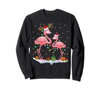 Flamingo Christmas Santa Hat Lights Funny Pink Flamingo Xmas Sweatshirt