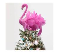 Flamingo Christmas Tree Topper Flamingo Ornament with Fluffy Artificial Feathers for Christmas Garden Indoor Outdoor Holiday Ornament Party (Pink, 25 * 23 * 12cm)
