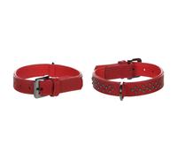 Flamingo Collar Denver Red For Dogs Made Of Buffalo Leather With Studs, Durable