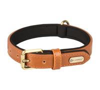 Flamingo Collar Lyabo Cognac Synthetic Leather Neoprene For Dogs Cat Safety