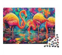 Flamingo Colorful Art 1000 Piece Jigsaw Puzzle Jigsaw Puzzle for Adults Water Scene Puzzle Game for Family Relaxation Focus Home Decor Gift 52x38cm/1000pcs