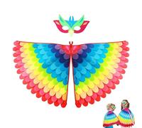 Flamingo Costume for Kids, 2-Piece Parrot Costume Set with Feather Cape and Bird Mask, Adjustable Carnival Outfits for Boys and Girls Age 3-8, Felt Material Dress Up for Halloween Birthday Party