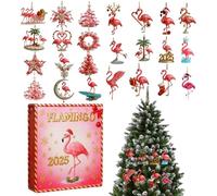 Flamingo Countdown Calendar - 24-Day Countdown Calendar with Flamingo Pendants - Hangable 2D Flat Keepsake for Collectors Teens Kids Adults Family Friends