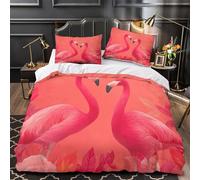 Flamingo Couple Comforter Cover 3D Print Extra Soft 3-Piece Bed Set Hidden Zipper Artistic Tropical Quilt Cover Premium All Season for Adults Women Kids Girls Boys Teens Youth Super king（260x220cm）