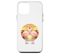 Flamingo Couple Heart Retro Sunset Horizon Tropical Lovers Case for iPhone 12 mini