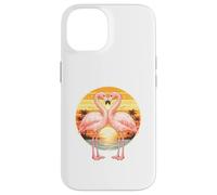 Flamingo Couple Heart Retro Sunset Horizon Tropical Lovers Case for iPhone 14