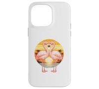 Flamingo Couple Heart Retro Sunset Horizon Tropical Lovers Case for iPhone 14 Pro Max