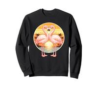 Flamingo Couple Heart Retro Sunset Horizon Tropical Lovers Sweatshirt