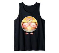 Flamingo Couple Heart Retro Sunset Horizon Tropical Lovers Tank Top