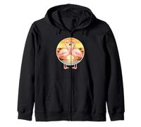 Flamingo Couple Heart Retro Sunset Horizon Tropical Lovers Zip Hoodie
