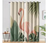 Flamingo Curtains for Bedroom Living Room, Tropical Botanical Plam Monstera Blackout Curtains Eyelet 90 Drop - Thermal Patterned Window Drapes Home Decor 66x90 Inch 2 Panels K9