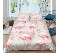 Flamingo Decor Duvet Cover Set 3D Printed Bedding Set, Tropical Art Style Quilt Cover,3 PCs - Shrink & Fade Resistant for Children Kids Boys Girls King（220x240cm）