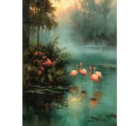 Flamingo Diamond Art Kits Adults,5D Landscape Diamond Painting Kit for Beginner, DIY Crystal Art Crafts for Adults, Square Rhinestones Paintings Kits for Decor Gifts for Women 12x16inch -FZ250819G