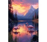 Flamingo Diamond Art Mountain Diamond Painting Kits for Adults Beginner 5D DIY Full Square Drill Cross Stitch Kits for Adults Arts and Crafts for Bedroom Decor, Room Decor, Gifts 16x22 Inch -bby25073G