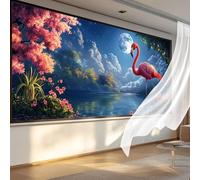 Flamingo Diamond Art Sea View Diamond Painting Kit 12x24 Inch, 5D Crystal Art Craft Kits Beginner Adults Hobbies for Women Relax, Large Colorful Gem Canvas Paint by Numbers for Home Wall Decor C-559