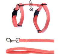 Flamingo Dish With Leash Lomi Salmon Pink For Cats, Adjustable And Durable
