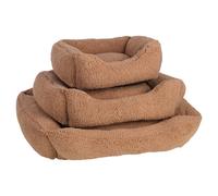 Flamingo Dog Basket Faux Fur Mokka Rectangular Plush Sleeping Bed