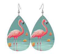 flamingo earring woman earings leather teardrop earring double sided lightweight ear accessories fashion jewelry birthday gift