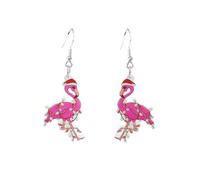 Flamingo Earrings,Cute Flamingo Santa Claus Hat Christmas Pendant Earrings,Acrylic Animal Hook Decoration Statement Pendant Hanging Fashion Jewelry