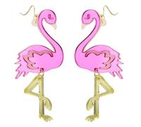 Flamingo Earrings for Women, Acrylic Glitter Pink Flamingo Dangle Earrings Fashionable Bird Jewelry Gifts for Daily Wearing Summer Beach Tropical Party (Style 6)