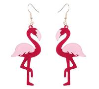Flamingo Earrings for Women, Acrylic Glitter Pink Flamingo Dangle Earrings Fashionable Bird Jewelry Gifts for Daily Wearing Summer Beach Tropical Party (Style 2)