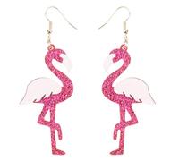 Flamingo Earrings for Women, Acrylic Glitter Pink Flamingo Dangle Earrings Fashionable Bird Jewelry Gifts for Daily Wearing Summer Beach Tropical Party (Style 4)