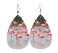 flamingo earrings for women leather teardrop double sided earrings dangle earrings lightweight women ear accessories jewelry fashion birthday gift