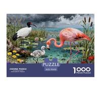 Flamingo, Egyptian Ibis Wooden Jigsaw Puzzle Waterproof 1000 Piece Puzzles for Adults Gifts Colourful Educational Games