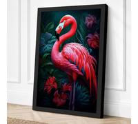 Flamingo Elegance Tropical Canvas Wall Art Print 36x24 Inch