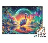 Flamingo Fantasy Jigsaw Puzzles for Adults The Impossible Challenge 1000 Pieces Cute Difficult Hard Jigsaw Puzzles for Man And Woman with Letters on Back 38x26cm/1000pcs