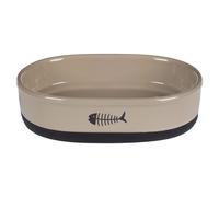Flamingo Feeding And Drinking Bowl Auri Oval Taupe 18.5X13Cm 550Ml Ceramic