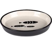Flamingo FEEDING AND DRINKING BOWL CAT SARDI CERAMIC BLACK-WHITE OVAL 150ML 14x11,5x2,5CM