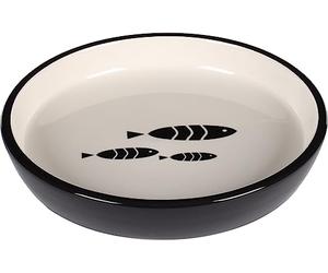 Flamingo FEEDING AND DRINKING BOWL CAT SARDI CERAMIC BLACK-WHITE ROUND 250ML 15,5x3CM