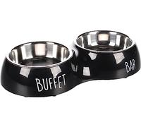 Flamingo FEEDING AND DRINKING BOWL DIVAR DUO DINNER BLACK L 17CM 2x900ML