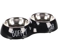 Flamingo FEEDING AND DRINKING BOWL DIVAR DUO DINNER BLACK S 11CM 2x230ML