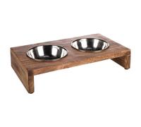 Flamingo Feeding And Drinking Bowl Duo Dinner Silver/Brown For Dogs 34.5Cm