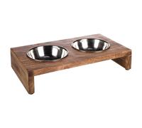 Flamingo Feeding And Drinking Bowl Duo Dinner Silver/Brown For Dogs 34.5Cm