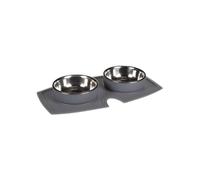 Flamingo FEEDING AND DRINKING BOWL SET WITH SILICON PLACE MAT SPILLA 210ML 11,4CM 32x17x3,5CM