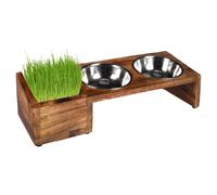 Flamingo Feeding Drinking Bowl Duo Dinner Lela Silver/Brown For Cats 42 Cm