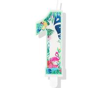 Flamingo First Birthday Candles - Number 1 Cake Toppers for Boys & Girls - Hawaiian Themed Birthday Party Supplies